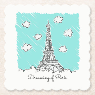 Eiffel Tower custom text paper coasters