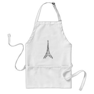 Eiffel Tower Drawing Paris France Landmark Tourism Standard Apron