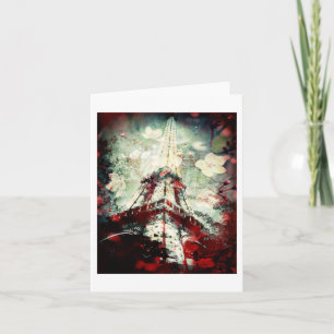 Eiffel Tower, Dreamy Floral , Blank Card