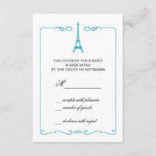 Eiffel Tower Elegant RSVP Card Invitation