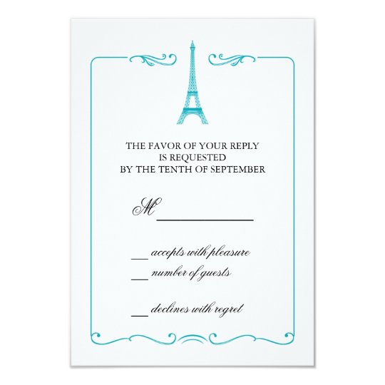 Eiffel Tower Elegant RSVP Card Invitation