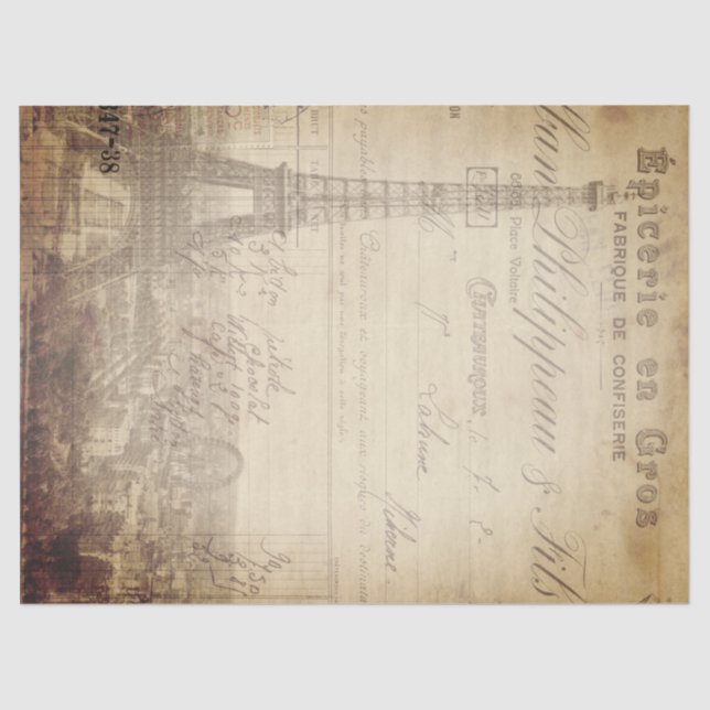 Eiffel Tower Ephemera Decoupage Paper (Front)