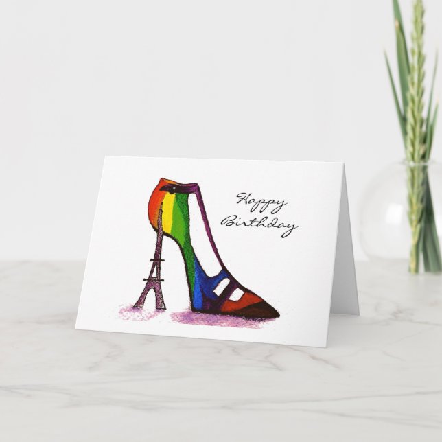Eiffel Tower Fantasy Shoe Birthday Card (Front)