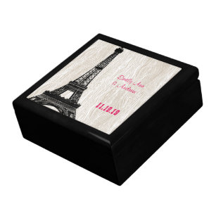 Eiffel Tower Faux Wood Grain Keepsake Jewellery Bo Gift Box