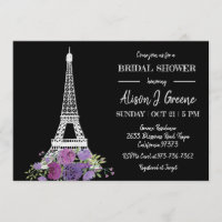 Eiffel Tower Floral Black and White Bridal Shower