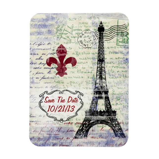 Eiffel Tower France Save The Date Magnet (Vertical)