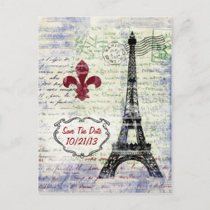 Eiffel Tower France Save The Date Postcard