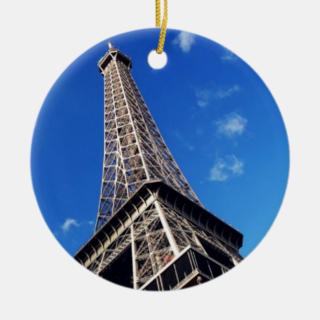 Eiffel Tower France Travel Photography Ceramic Tree Decoration (Front)