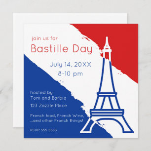 Eiffel Tower French Flag Colours Invitation