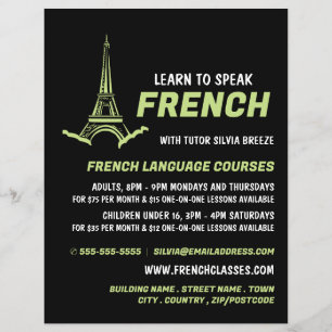 Eiffel Tower, French Language Course Advertising Flyer