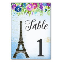 Eiffel Tower French theme table cards