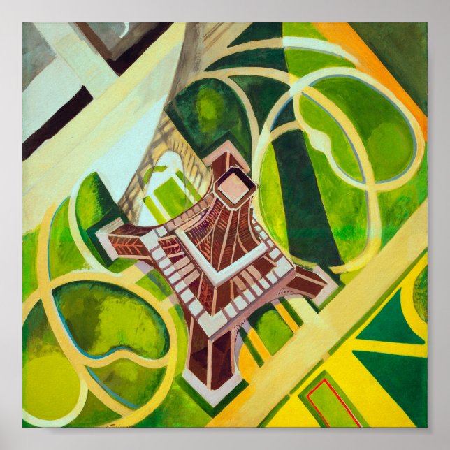Eiffel Tower from Above Delaunay Abstract Painting Poster (Front)