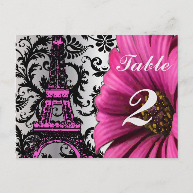 Eiffel Tower Gerber Table Number Cards (Front)