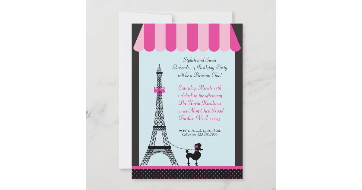 Eiffel Tower Girl Birthday Invitation | Zazzle
