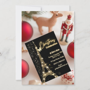 Eiffel Tower Gold Theme - Christmas Invitation 
