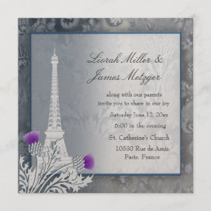 Eiffel Tower golden metallic invitation
