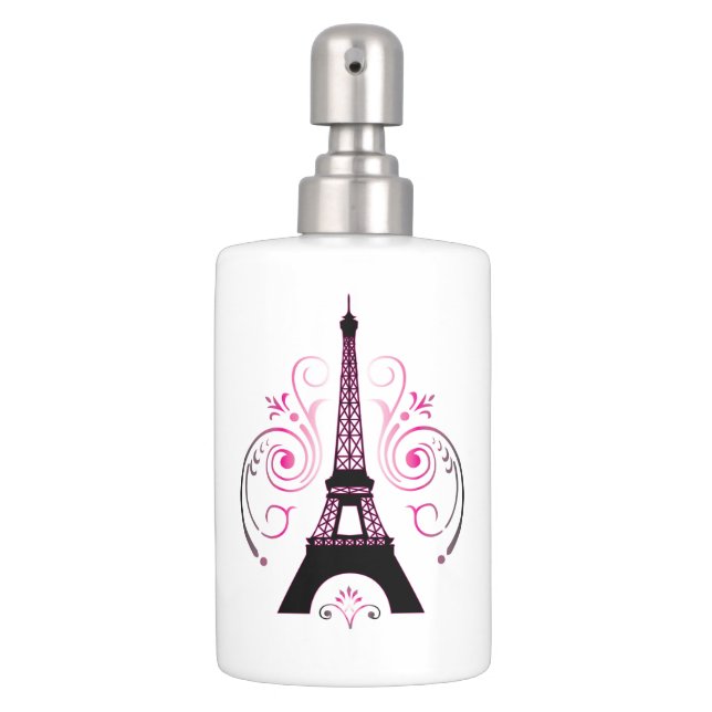 Eiffel Tower Gradient Swirl Design Soap Dispenser And Toothbrush Holder (Front)