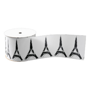 Eiffel Tower graphic drawing Grosgrain Ribbon