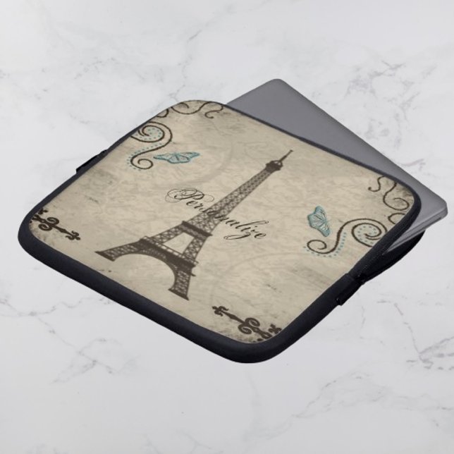 Eiffel Tower Grunge Laptop Sleeve (Eiffel Tower Grunge Personalized Laptop Sleeve)