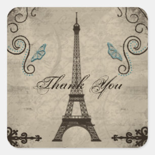 Eiffel Tower Grunge Thank You Sticker