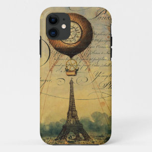 Eiffel Tower Hot Air Balloon Steampunk iPhone 11 Case