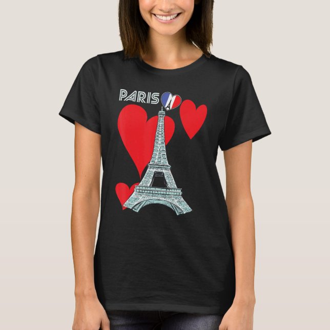 Eiffel Tower I Love Paris France Souvenir French T-Shirt (Front)