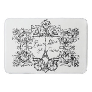 Eiffel Tower "I love Paris" "Paris Je taime" Bath Mat