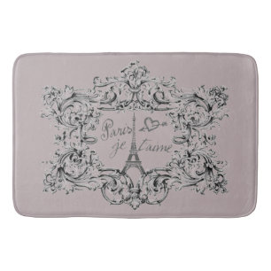 Eiffel Tower "I love Paris" "Paris Je taime" Bath Mat