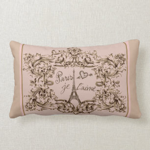 Eiffel Tower "I love Paris" "Paris Je taime" Lumbar Cushion