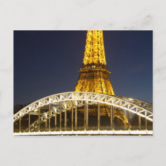 Eiffel Tower Illuminate Bridge Paris Postcard