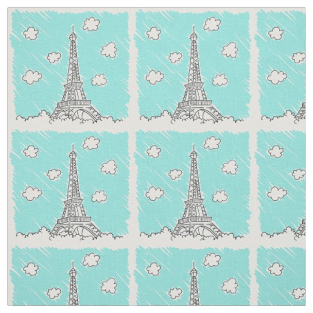 Eiffel Tower Illustration custom fabric (Swatch)