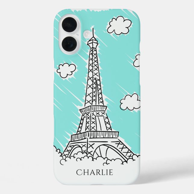 Eiffel Tower Illustration custom name phone cases (Back)