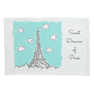 Eiffel Tower Illustration custom text pillowcases