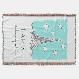Eiffel Tower Illustration custom text throw Blanket