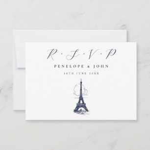 Eiffel Tower Illustration French Wedding RSVP Card