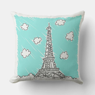 Eiffel Tower Illustration throw pillows