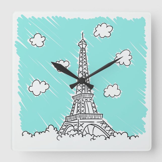 Eiffel Tower Illustration wall clock (Front)