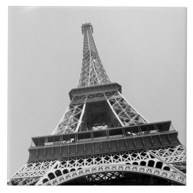 Eiffel tower in black and white ceramic tile (Front)