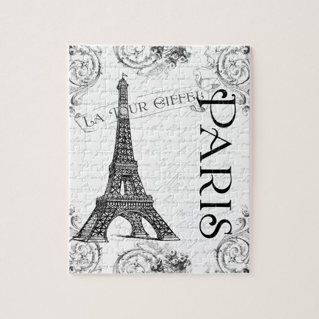 Eiffel Tower in Black and White Jigsaw Puzzle (Vertical)