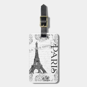 Eiffel Tower in Black and White Luggage Tag