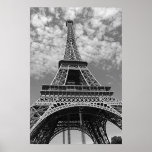 Eiffel Tower in black and white Poster