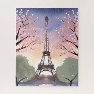 Eiffel Tower in Bloom   Paris France Watercolor Jigsaw Puzzle