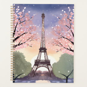Eiffel Tower in Bloom Paris France Watercolor Planner