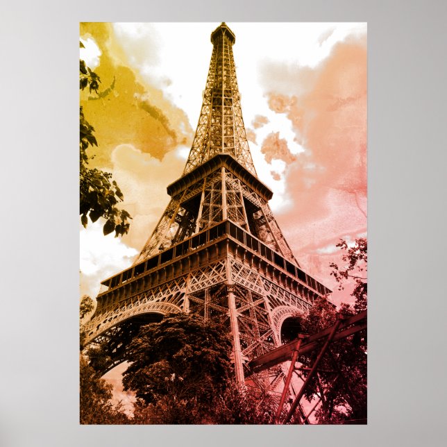 Eiffel Tower in Love City Paris Autumn Colours Poster (Front)