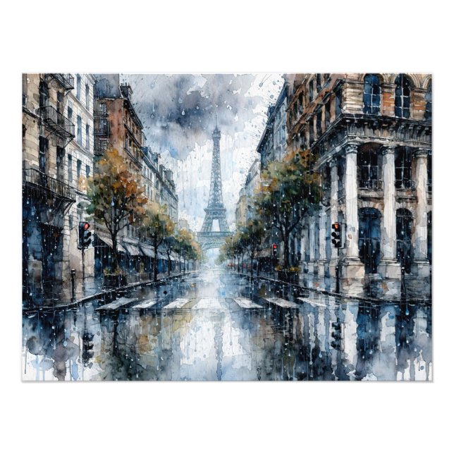 Eiffel Tower in Paris during rain Photo Print (Front)