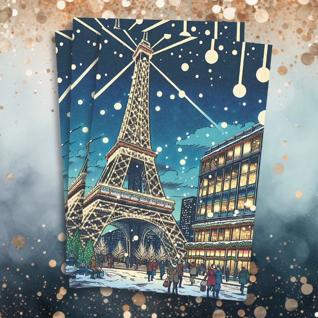 Eiffel Tower in Paris, France at Christmas Time Tissue Paper (Creator Uploaded)