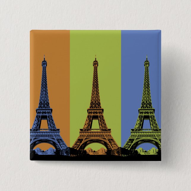 Eiffel Tower in Paris Triptych 15 Cm Square Badge (Front)