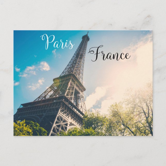 Eiffel Tower in Paris with strong lens flare Postcard (Front)