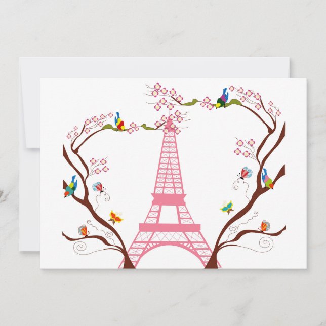 Eiffel tower in spring invitation (Front)