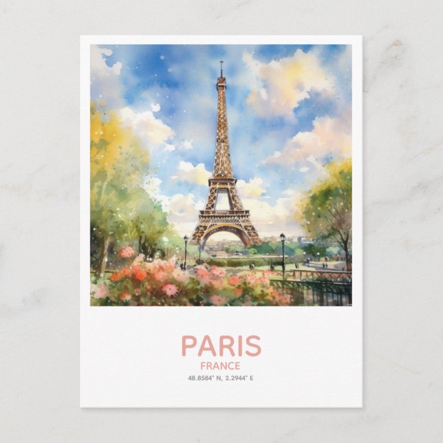 Eiffel Tower in Spring - Paris, France Postcard (Front)